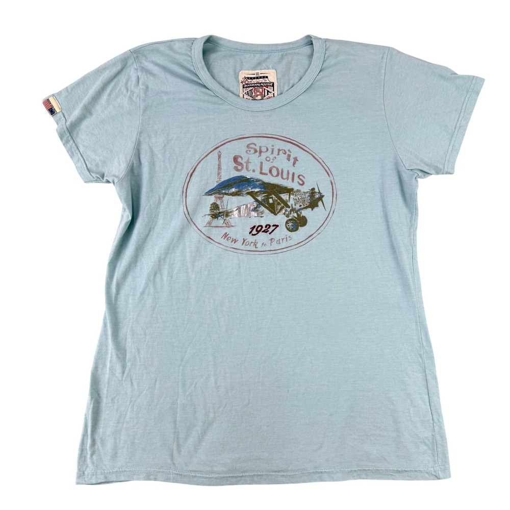 Spirit of St Louis T-Shirt Womens XL Teal Graphic Tee TUM Gear Know History USA